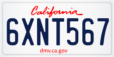 CA license plate 6XNT567