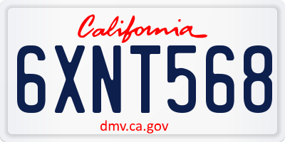 CA license plate 6XNT568