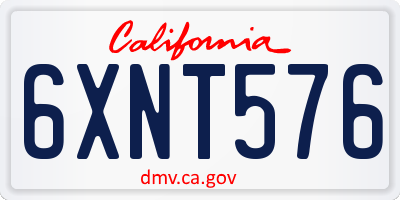 CA license plate 6XNT576