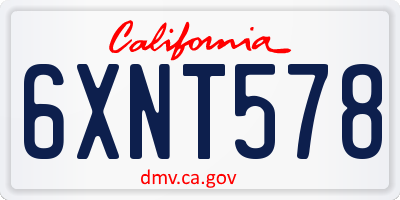 CA license plate 6XNT578