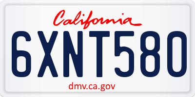 CA license plate 6XNT580
