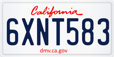 CA license plate 6XNT583