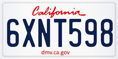 CA license plate 6XNT598