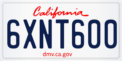 CA license plate 6XNT600