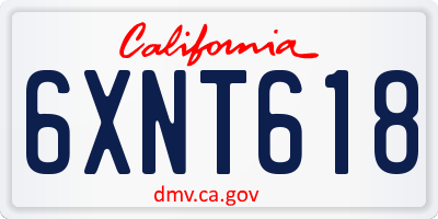 CA license plate 6XNT618