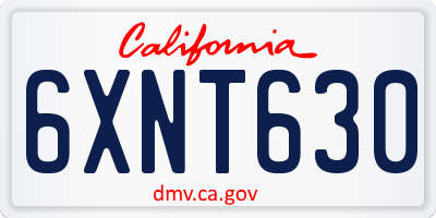 CA license plate 6XNT630