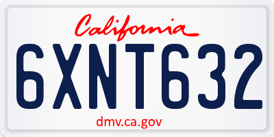 CA license plate 6XNT632