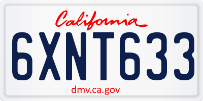 CA license plate 6XNT633
