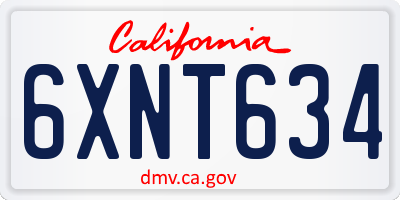 CA license plate 6XNT634