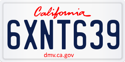 CA license plate 6XNT639