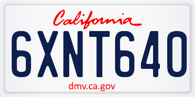CA license plate 6XNT640