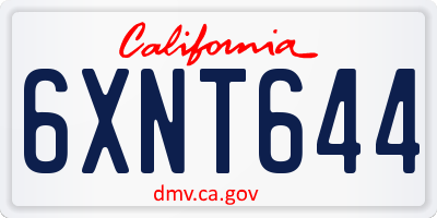 CA license plate 6XNT644