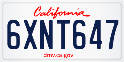 CA license plate 6XNT647