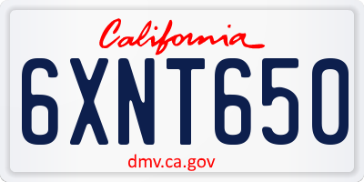 CA license plate 6XNT650