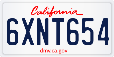 CA license plate 6XNT654
