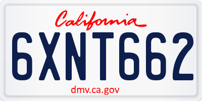 CA license plate 6XNT662