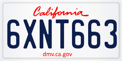 CA license plate 6XNT663