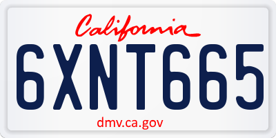 CA license plate 6XNT665