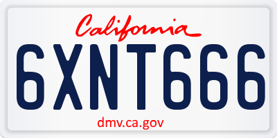 CA license plate 6XNT666