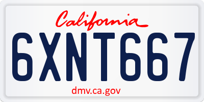 CA license plate 6XNT667