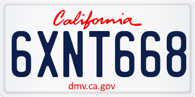 CA license plate 6XNT668
