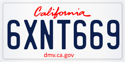CA license plate 6XNT669