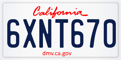 CA license plate 6XNT670