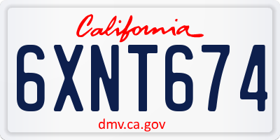 CA license plate 6XNT674