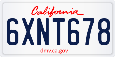 CA license plate 6XNT678