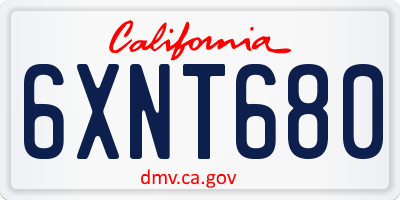 CA license plate 6XNT680
