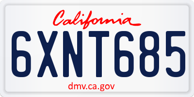 CA license plate 6XNT685