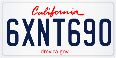CA license plate 6XNT690