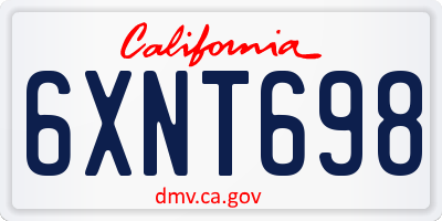 CA license plate 6XNT698