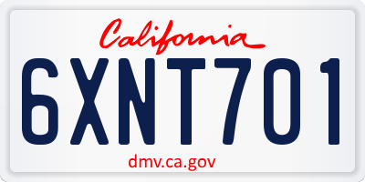 CA license plate 6XNT701