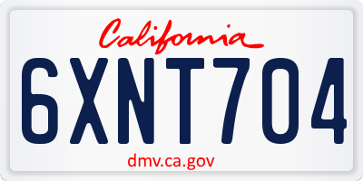 CA license plate 6XNT704