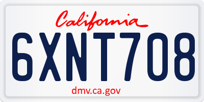 CA license plate 6XNT708