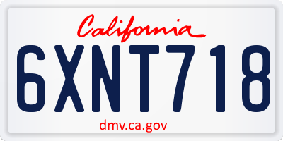 CA license plate 6XNT718