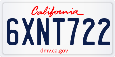 CA license plate 6XNT722