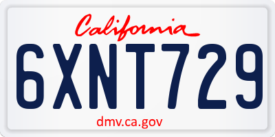 CA license plate 6XNT729