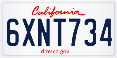 CA license plate 6XNT734