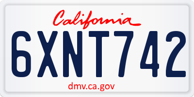 CA license plate 6XNT742