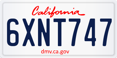 CA license plate 6XNT747