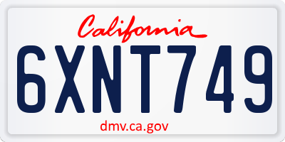 CA license plate 6XNT749