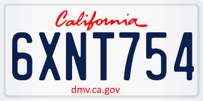 CA license plate 6XNT754