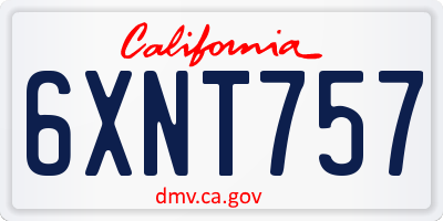 CA license plate 6XNT757