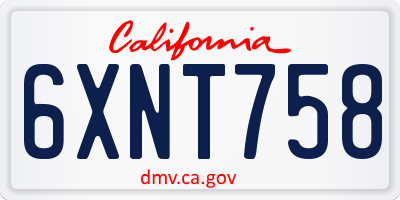CA license plate 6XNT758