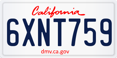 CA license plate 6XNT759