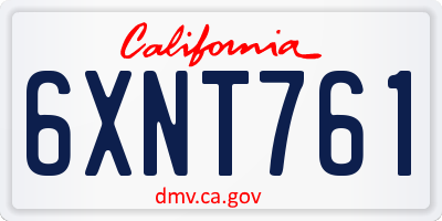 CA license plate 6XNT761