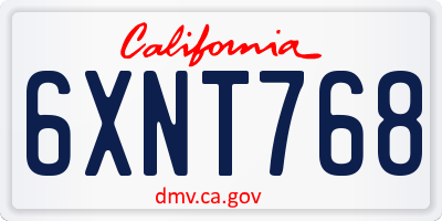 CA license plate 6XNT768