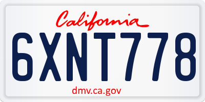 CA license plate 6XNT778